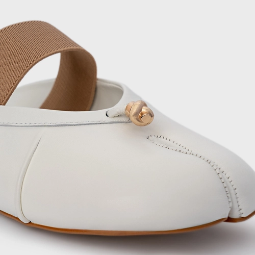Mule Flat Tabi Couro Branco