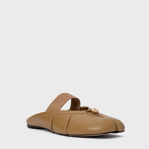 Mule Flat Tabi Couro Bege Almond