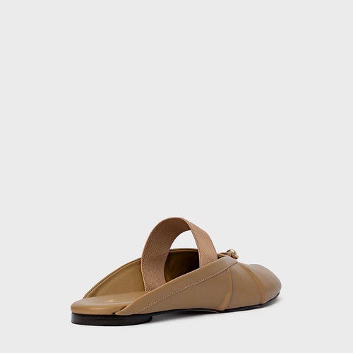 Mule Flat Tabi Couro Bege Almond