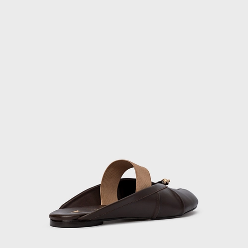Mule Flat Tabi Couro Marrom Dark Brown