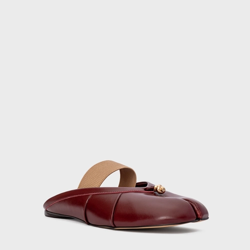 Mule Flat Tabi Couro Vinho Mahogany