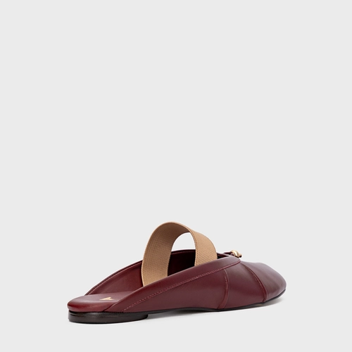 Mule Flat Tabi Couro Vinho Mahogany