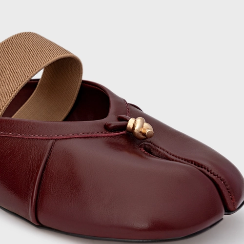 Mule Flat Tabi Couro Vinho Mahogany