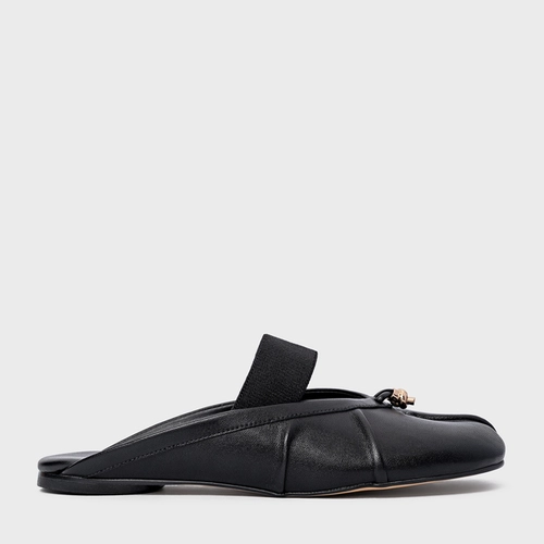 Mule Flat Tabi Couro Preto