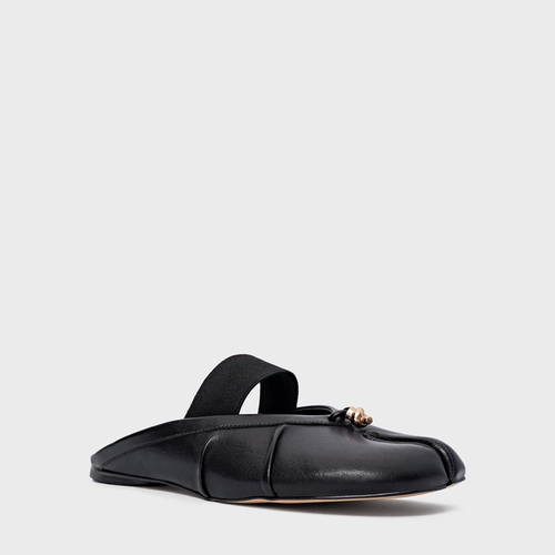 Mule Flat Tabi Couro Preto