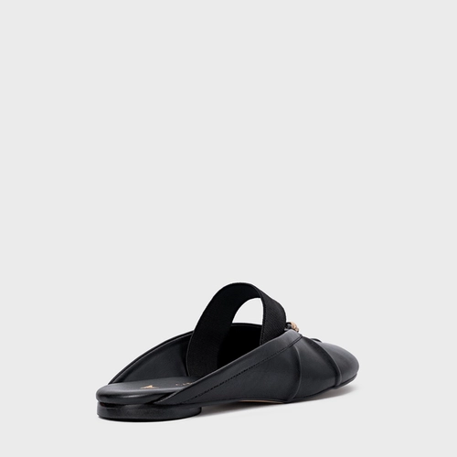 Mule Flat Tabi Couro Preto
