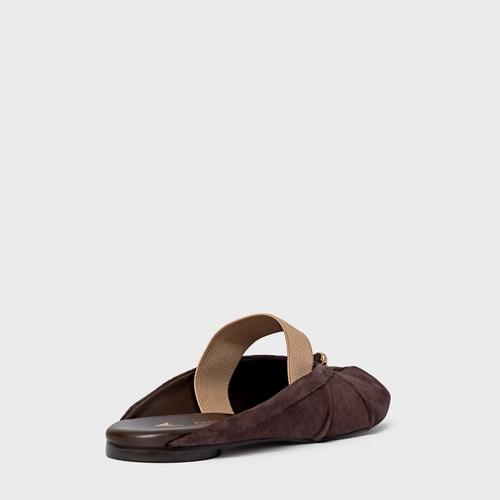 Mule Flat Tabi Couro Suede Marrom Ganache