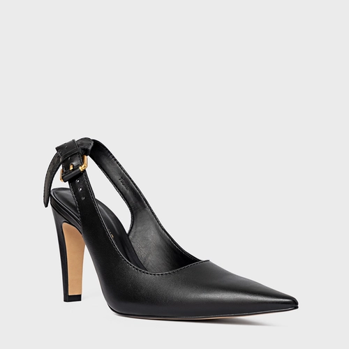 Scarpin Slingback Timeless Salto Fino Couro Preto