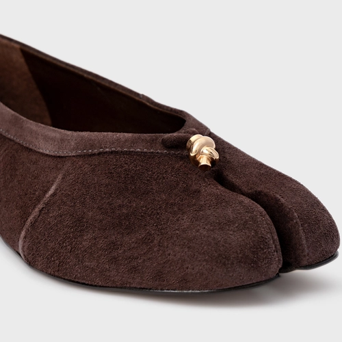 Sapatilha Tabi Couro Suede Marrom Ganache