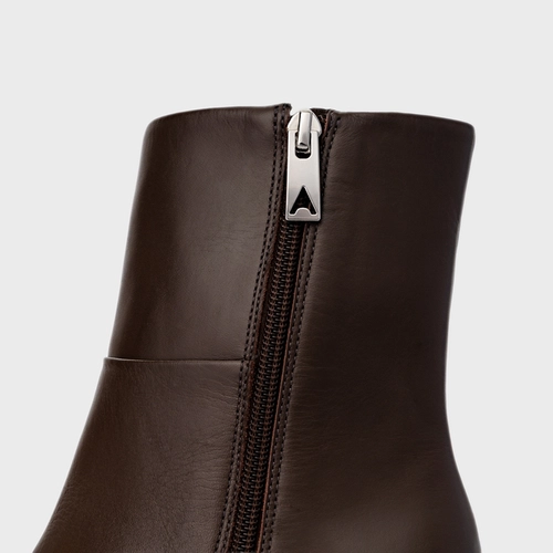 Bota Western Basic Salto Bloco Couro Marrom Dark Brown