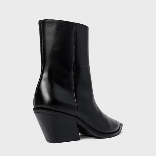 Bota Western Basic Salto Bloco Couro Preto