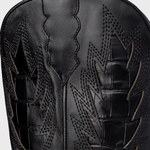 Bota Western Bordados Salto Bloco Couro Preto