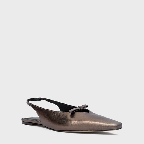 Sapatilha Slingback Fancy Couro Metalizado Prata Old