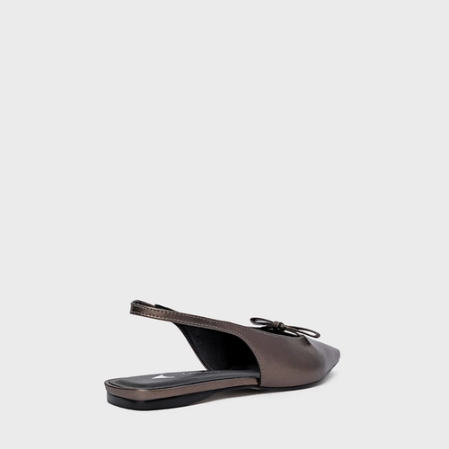 Sapatilha Slingback Fancy Couro Metalizado Prata Old