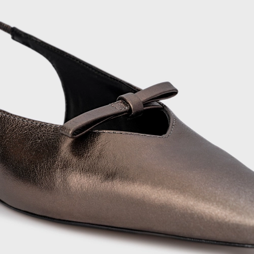 Sapatilha Slingback Fancy Couro Metalizado Prata Old