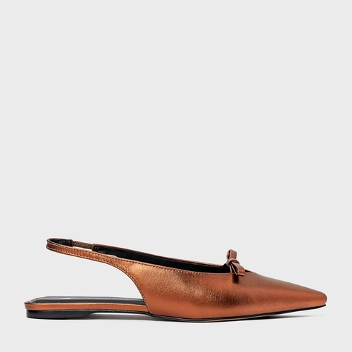 Sapatilha Slingback Fancy Couro Metalizado Maroon