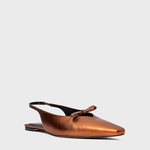 Sapatilha Slingback Fancy Couro Metalizado Maroon