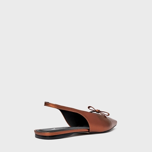 Sapatilha Slingback Fancy Couro Metalizado Maroon