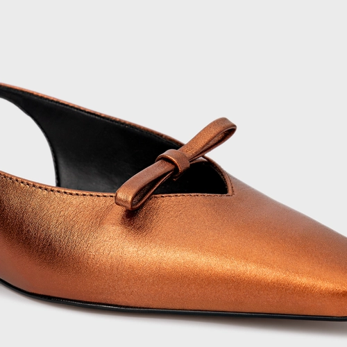 Sapatilha Slingback Fancy Couro Metalizado Maroon