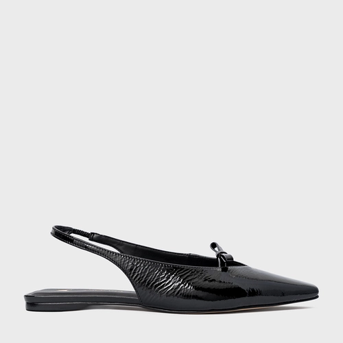 Sapatilha Slingback Fancy Couro Verniz Preto