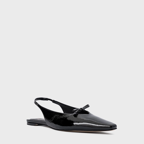 Sapatilha Slingback Fancy Couro Verniz Preto
