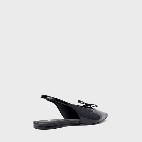 Sapatilha Slingback Fancy Couro Verniz Preto