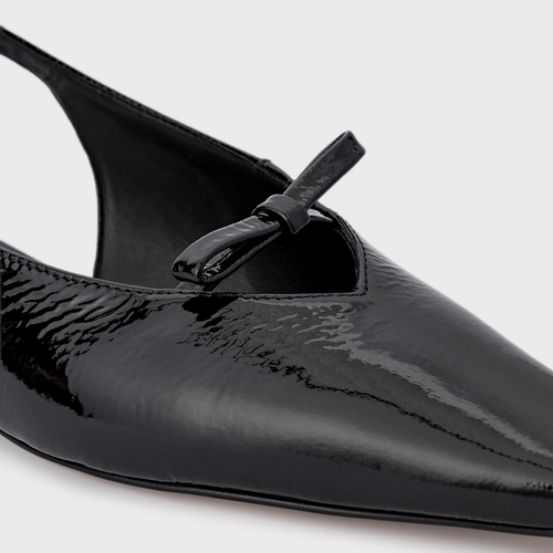 Sapatilha Slingback Fancy Couro Verniz Preto
