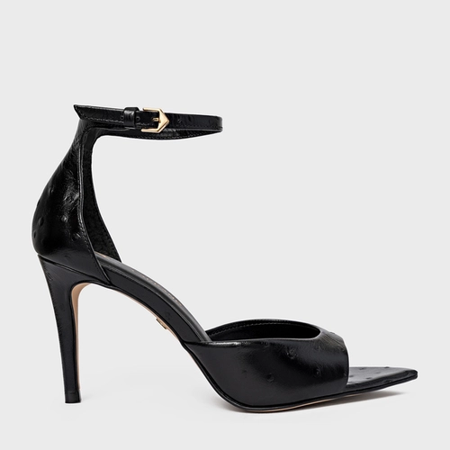 Sandália Fancy Salto Fino Couro Preto