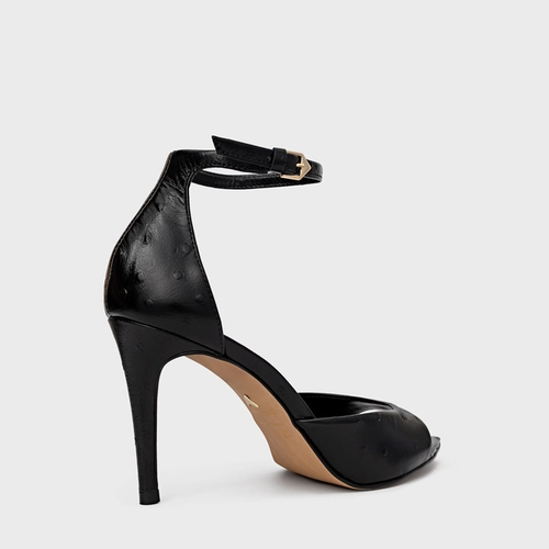 Sandália Fancy Salto Fino Couro Preto