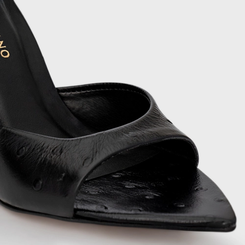 Sandália Fancy Salto Fino Couro Preto