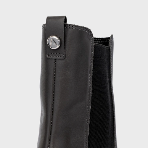 Bota Chelsea Basic Salto Bloco Couro Cinza Grafite