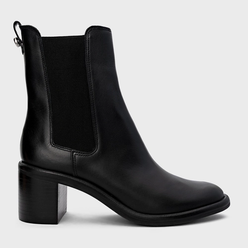 Bota Chelsea Basic Salto Bloco Couro Preto