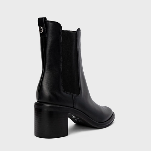 Bota Chelsea Basic Salto Bloco Couro Preto