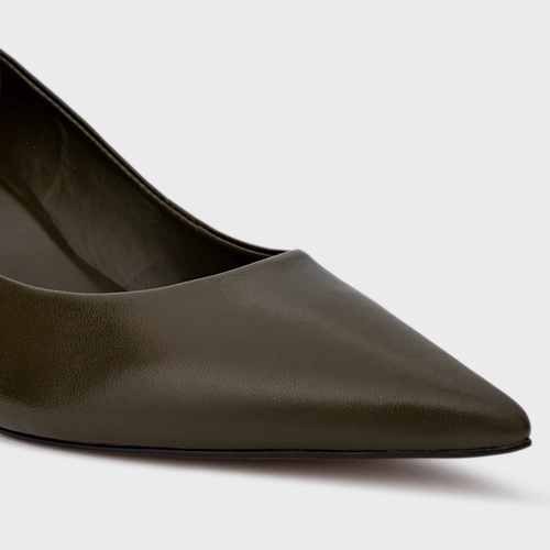 Scarpin Blanca Salto Wave Couro Verde Herb