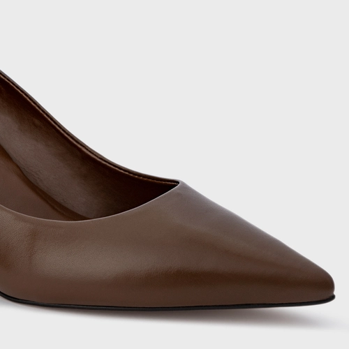 Scarpin Blanca Salto Wave Couro Marrom Brownie