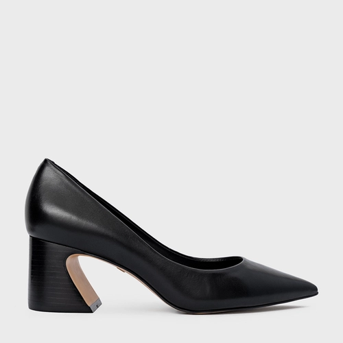 Scarpin Blanca Salto Wave Couro Preto