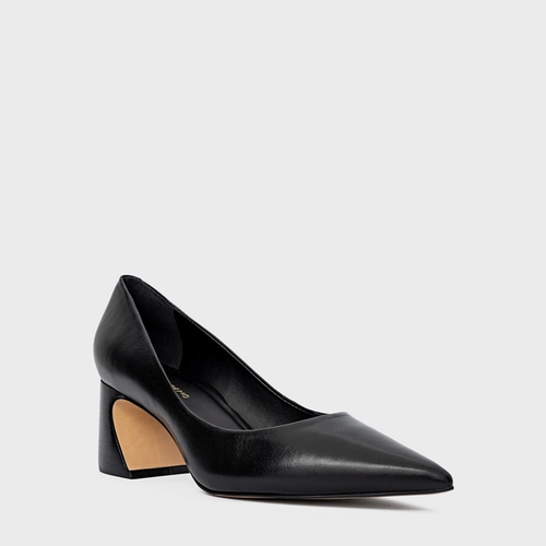 Scarpin Blanca Salto Wave Couro Preto
