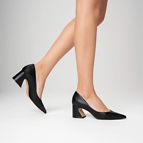 Scarpin Blanca Salto Wave Couro Preto