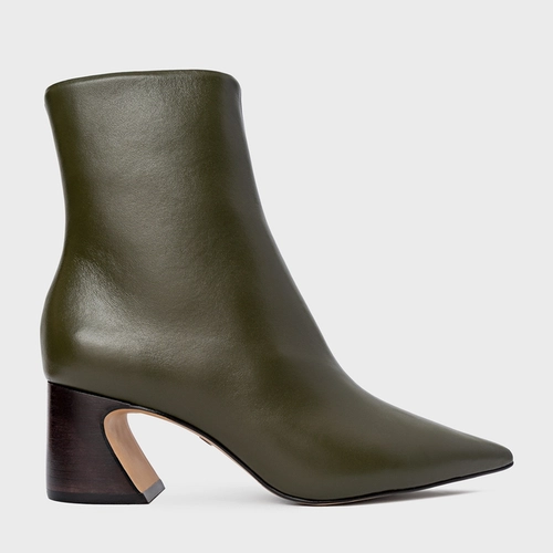 Bota Classic Salto Wave Couro Verde Herb