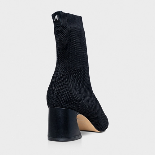 Bota Meia Salto Wave Knit Preto
