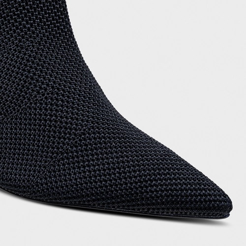 Bota Meia Salto Wave Knit Preto