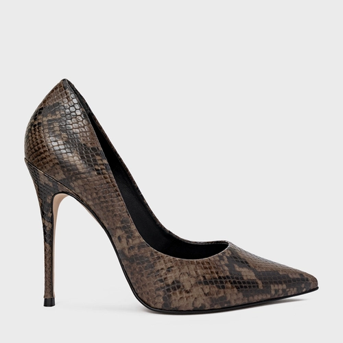 Scarpin Loretta Salto Fino Couro Snake Animal Print Fendi