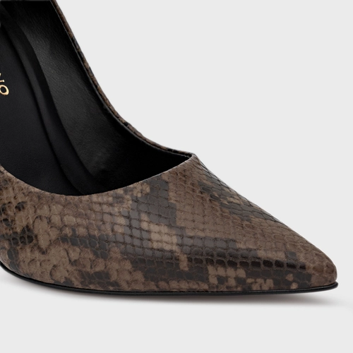 Scarpin Loretta Salto Fino Couro Snake Animal Print Fendi