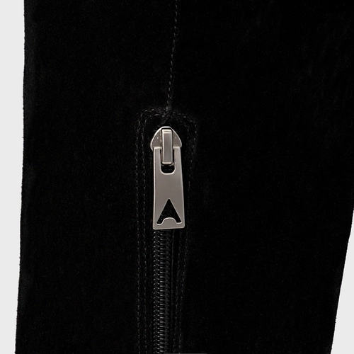 Bota Western Over The Knee Salto Bloco Couro Suede Preto