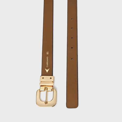 Cinto Fancy Médio Couro Duplo Preto e Saddle