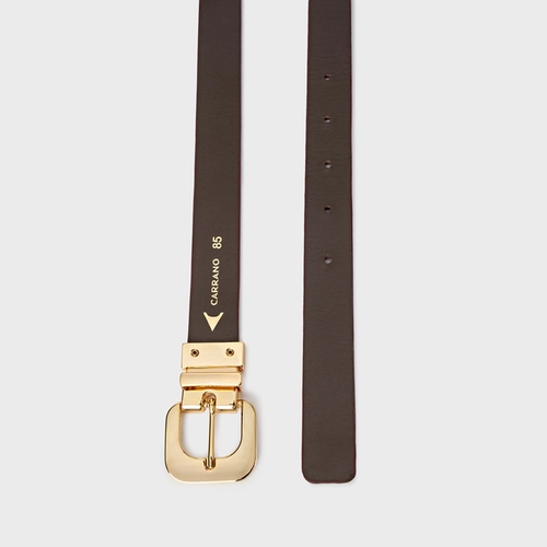 Cinto Fancy Médio Couro Duplo Vinho Mahogany e Dark Brown