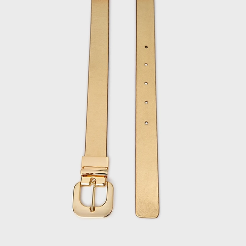 Cinto Fancy Médio Couro Duplo Metalizado Dourado e Prata