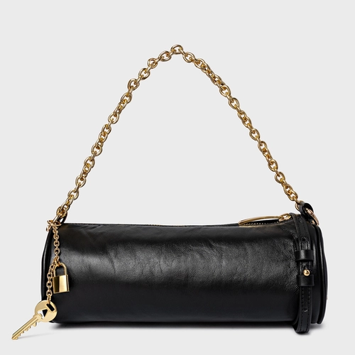 Bolsa Cilindro Ayla Média Couro Preto
