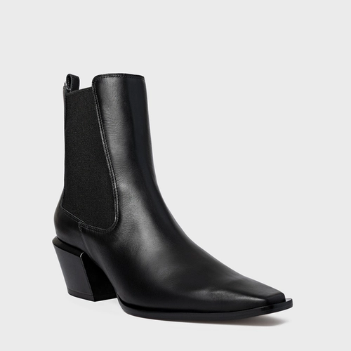 Bota Neutral Salto Bloco Couro Preto