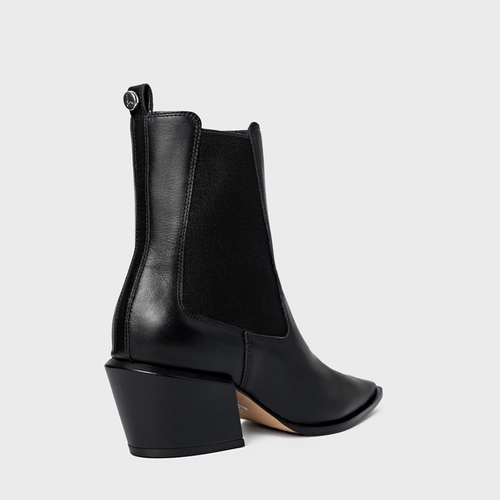 Bota Neutral Salto Bloco Couro Preto